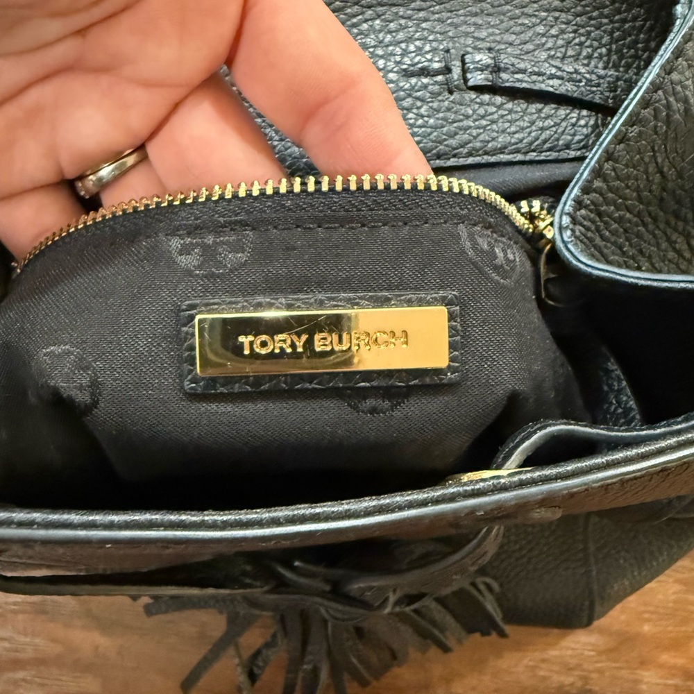 Tory Burch Black Leather Backpack with Fringe - Picture 3 of 4